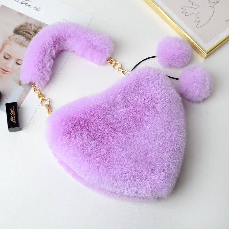 Plush Heart Shaped Handbag