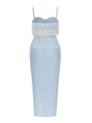 Hollow Waist Side Slit Fringe Bandage Dress