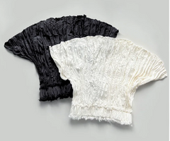 Pleated Top+Midi Skirt Silk Set