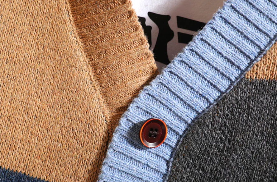 Multicolor Grids Knitted Cardigan