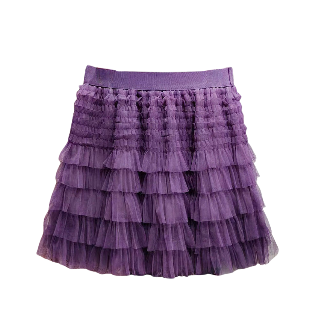 A-Line Layer Mesh Short Skirt