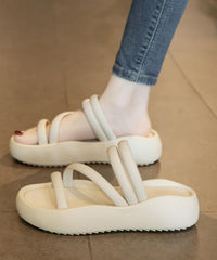 Casual Splicing Platform Black Faux Leather Slide Sandals