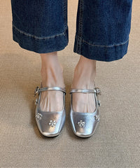 Boutique Splicing Wedge Black Faux Leather Slide Sandals Zircon