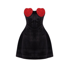 Red Crystal Heart Mini Dress