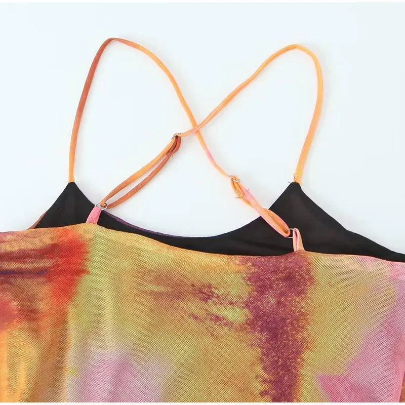 Color Blend Convertible Straps Dress
