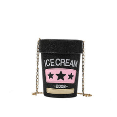 Sequin Crossbody Mini Chain Bucket Bag