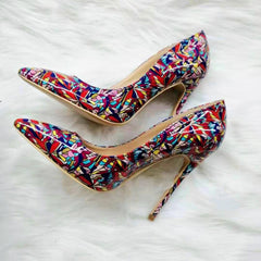 Graphic Printed Pointed-Toe Slip-On Shoes