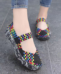 Black Knit Fabric Comfortable Splicing Flat Feet Shoes