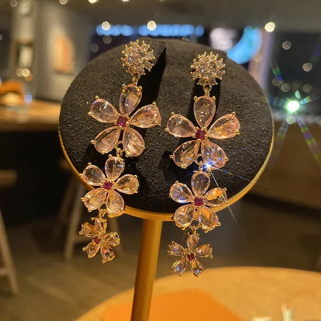 Candy Color Flower Zircon Earrings