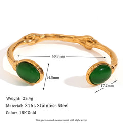 Oval Agate Stone Stainless Steel Bracelet
