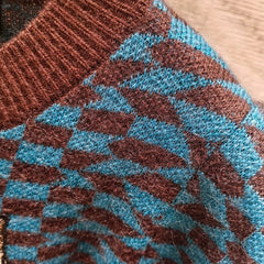 Knight Cat Embroidered Argyle Knit Sweater