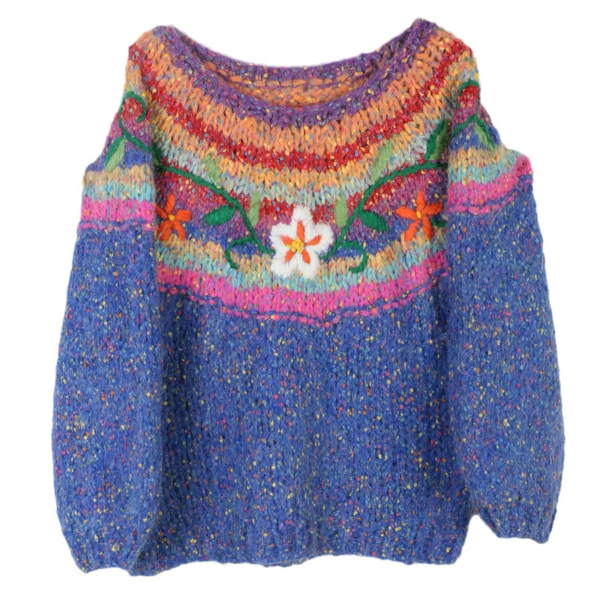 3D Flower Round Neck Long Sleeved Sweater