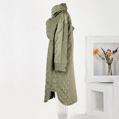 Quilted Scarf Collar Loose Coat