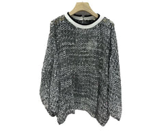 Sequins Hollow Round Neck Long Sleeved Top