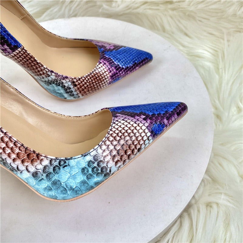 Pre Order:  Blue Snake Faux Leather Stilettos