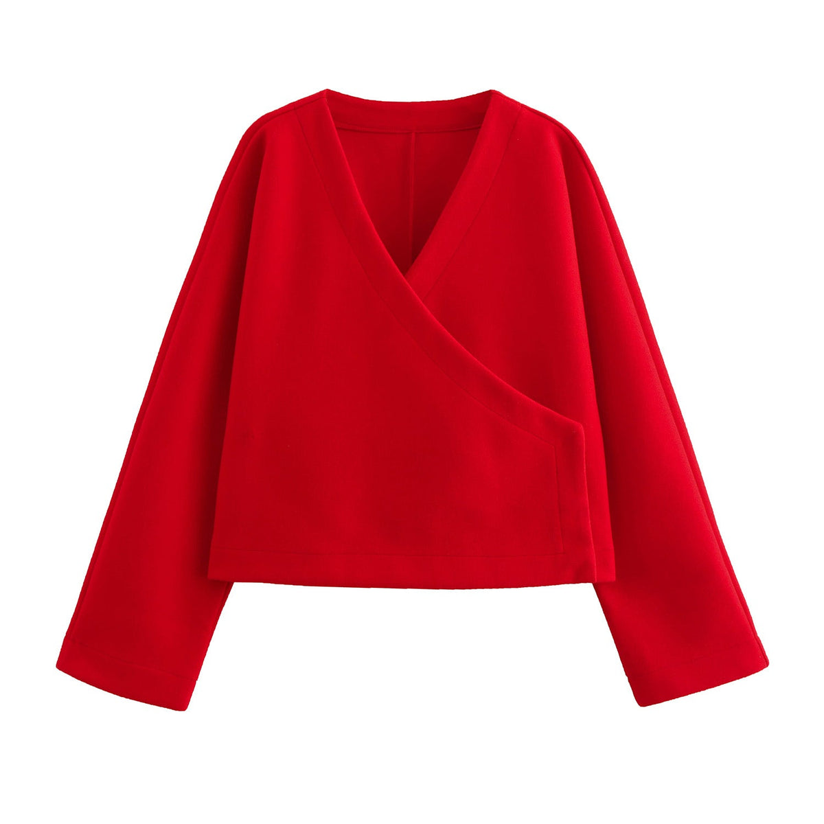Vintage Red Loose V-Neck Casual Sweater