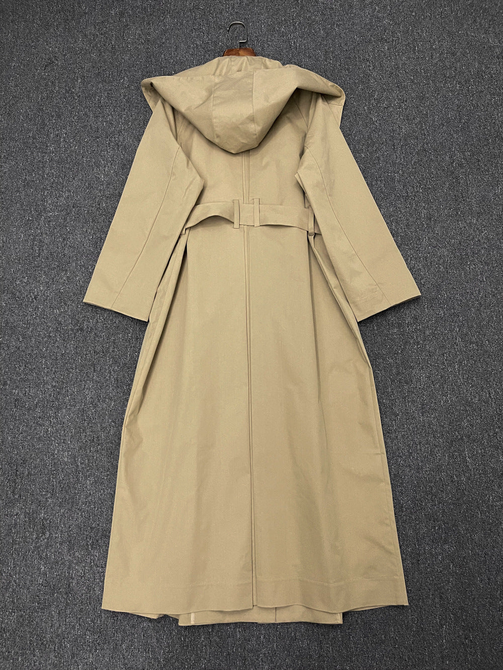 Detachable Hood Lace Up Long Coat