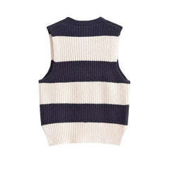 Stripes Cropped Knitted Vest