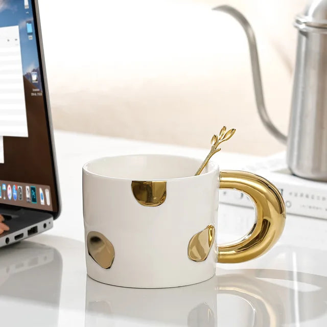 Gold Spotted Ceramic Mug