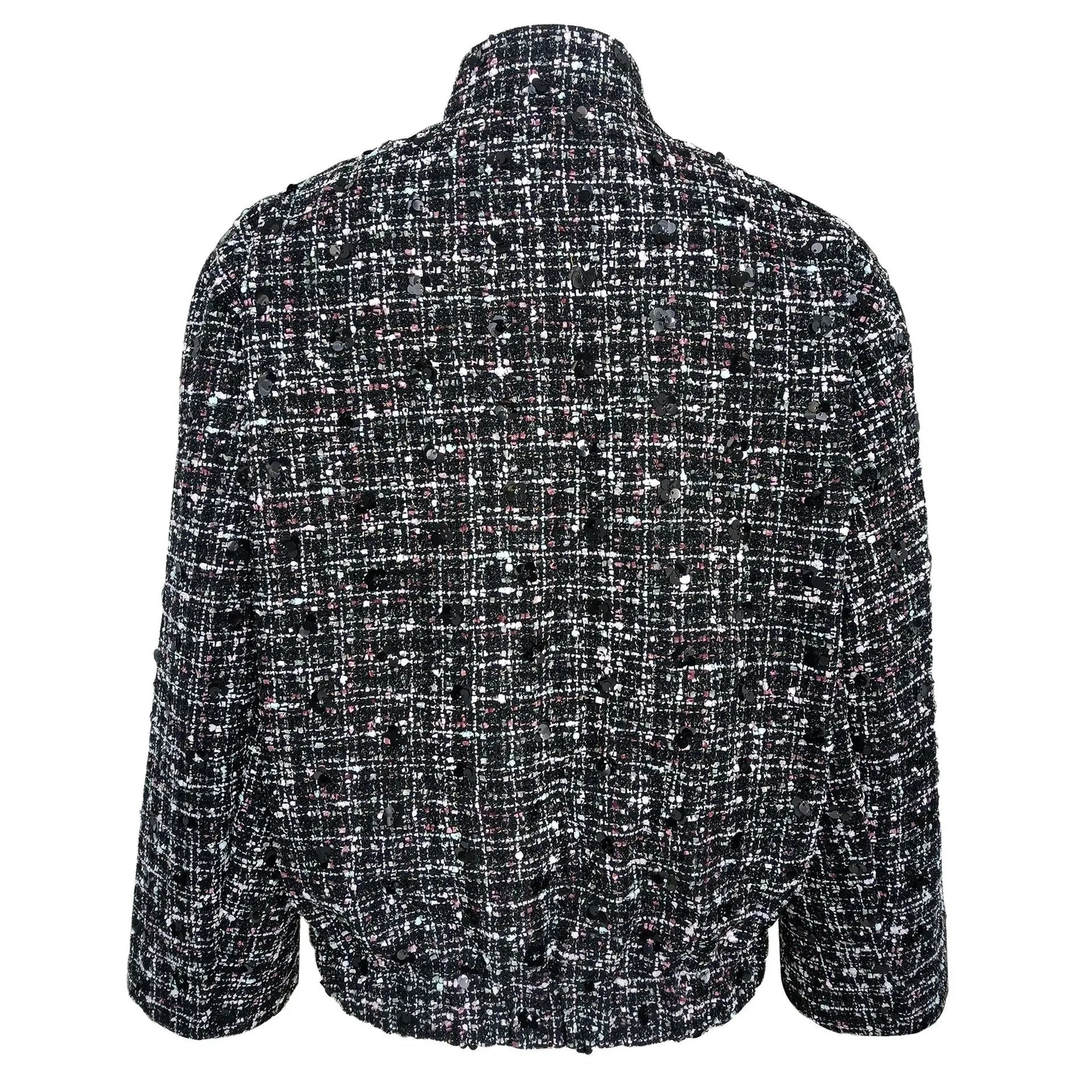 Glitter Sequins Stand Collar Jacket