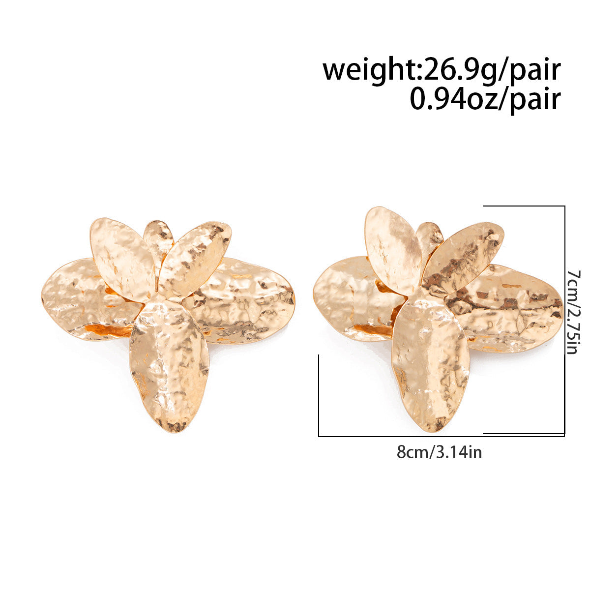 Irregular Metallic Petal Collarbone Necklace + Petal Earrings