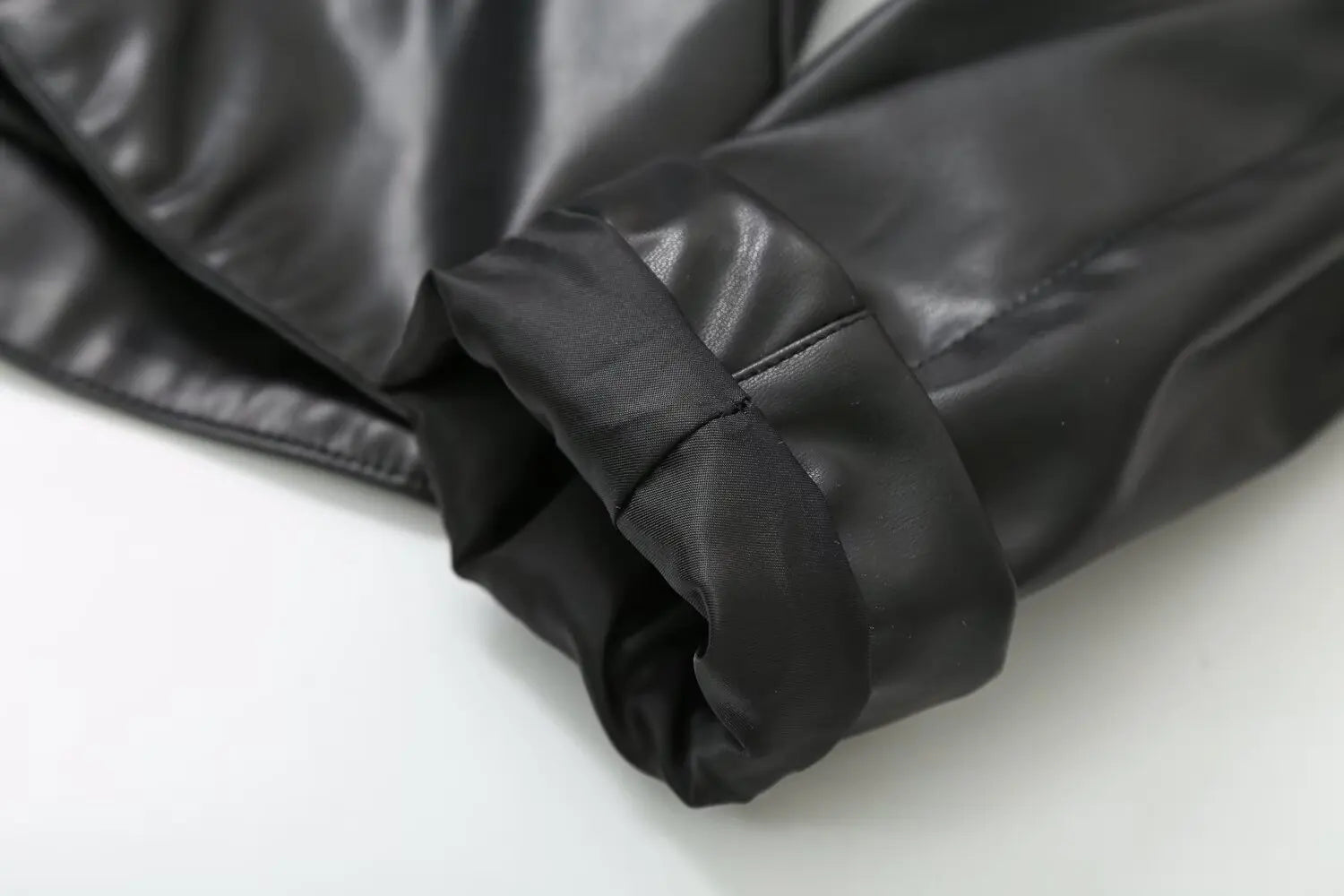 Asymmetrical Faux Leather Scarf Jacket