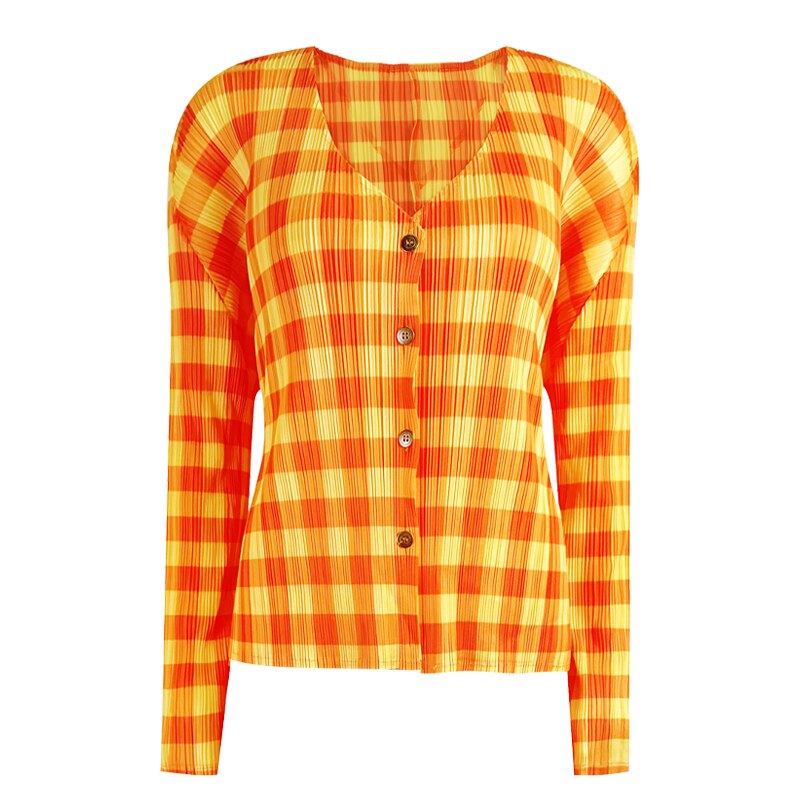 Pleated Orange Plaid 3-Piece Set