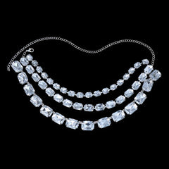 Multi-Row Rhinestones Collar Necklace