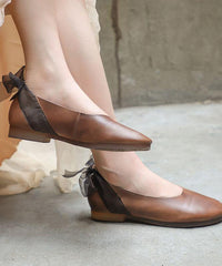 Casual Chocolate Gladiator Flat Shoes Genuine Leather