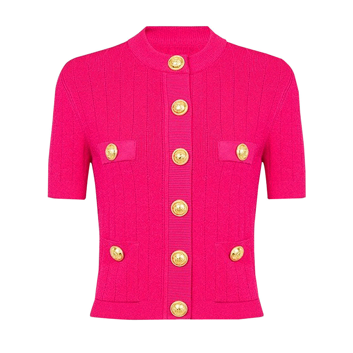 Knitted Short Sleeve Round Neck Woolen Top