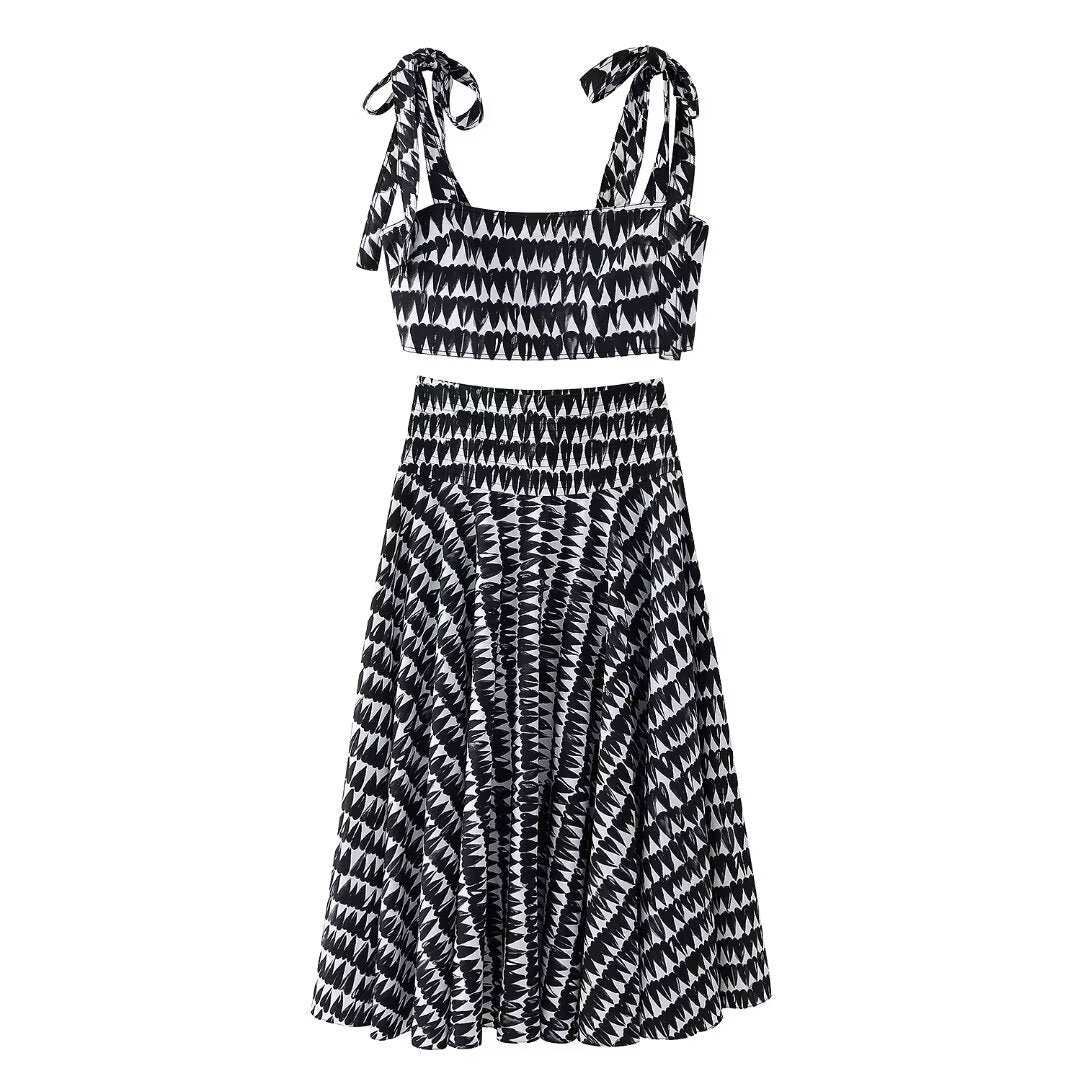 Pre Order:  Black Heart Cropped Cami Top + Skirt Set