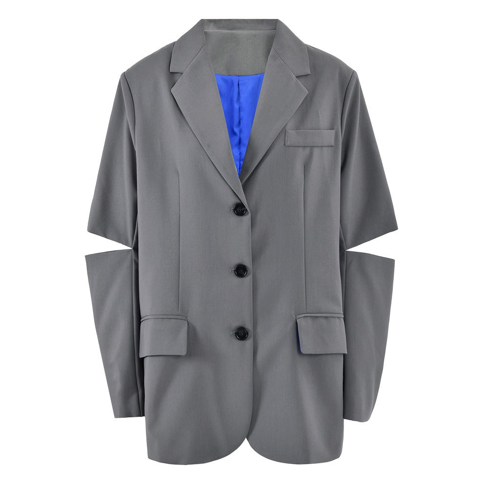 Hollow Out Elbow Sleeve Loose Coat