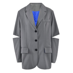 Hollow Out Elbow Sleeve Loose Coat