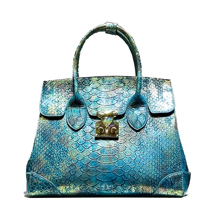 Snake Skin Print Large Handbag