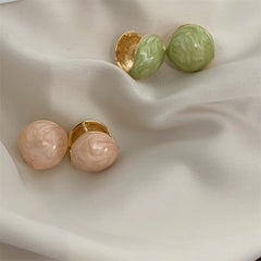 S925 Silver Needle Round Drip Oil Ear Button