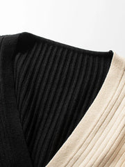 Two-Tone Cross Front Knitted Top