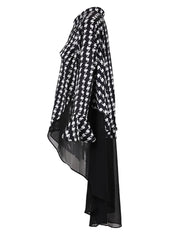 Houndstooth Mesh Spliced Blouse