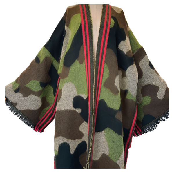 Army Green Camouflage Kimono-Cardigan - WINI