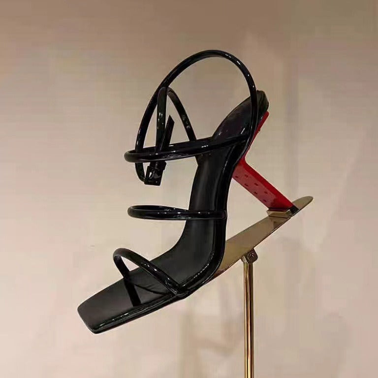 Strange Heel One Ankle Strap Open Toe  Sandals