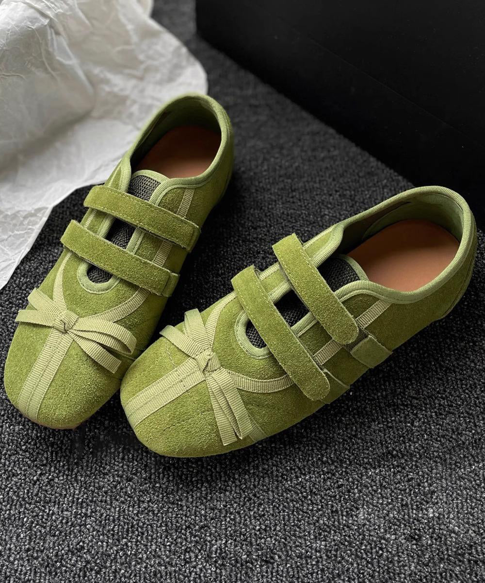 Casual Versatile Splicing Soft Flat Shoes Green Suede