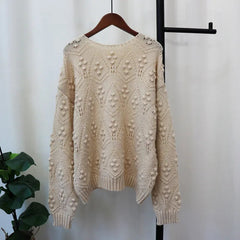 Casual Loose Hollow Out Solid Knitted Sweater