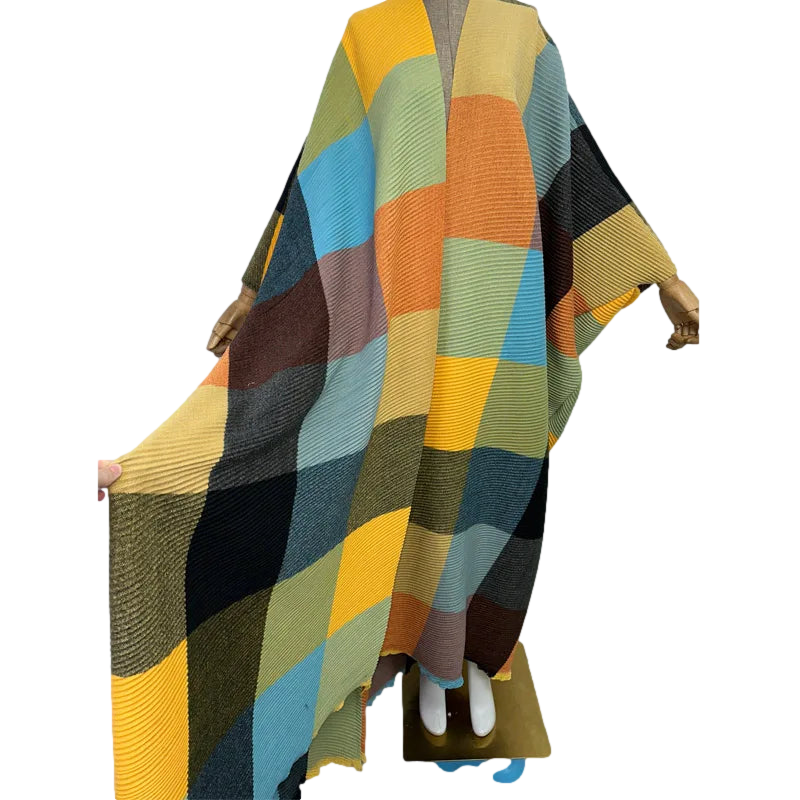 Colorful Plaid Knitted Maxi Cardigan - WINI