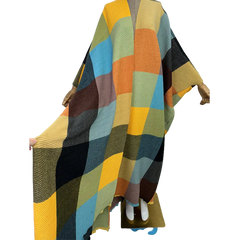 Colorful Plaid Knitted Maxi Cardigan - WINI