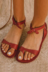 Buckle Open Toe Flat Sandals