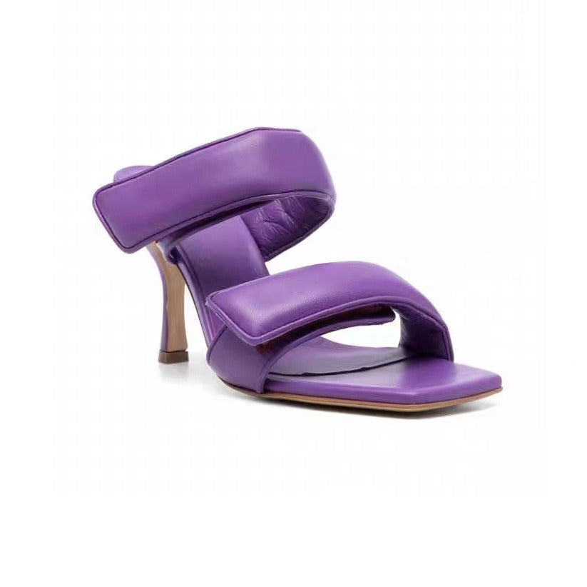 Stone Patterned Square Toe Heels