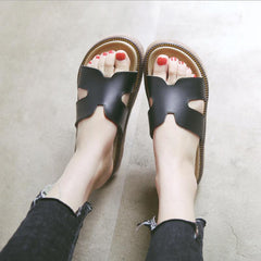 Cozy Leather Casual Flat-Bottomed Slippers