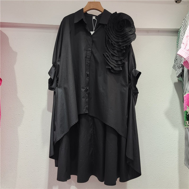 Solid Bat Sleeve Front Short Blouse