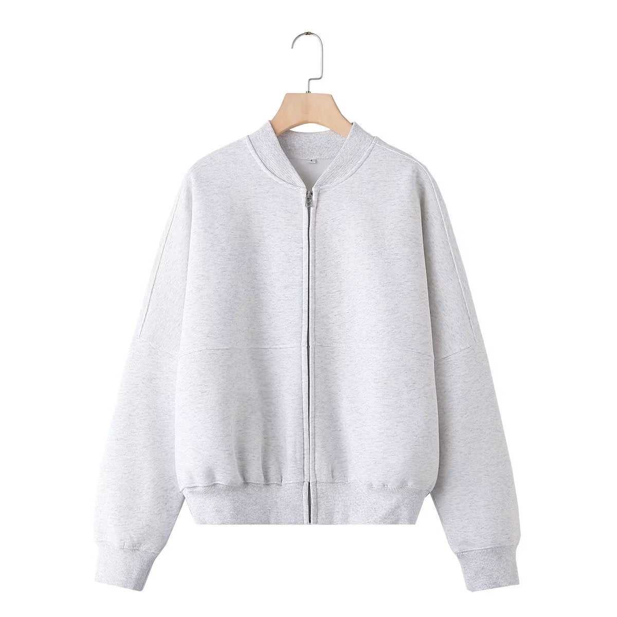 Solid Zip Up Bomber Jacket + Pants Set