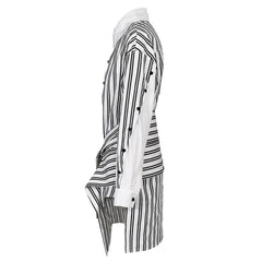 Striped Waist Strap Mid Length Shirt
