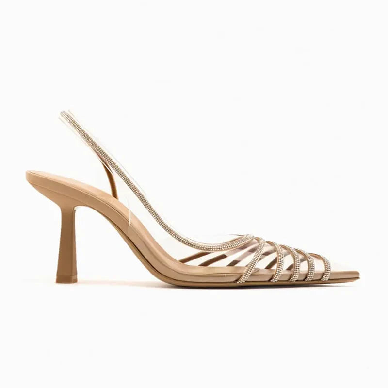 Slingback Transparent Pointed Toe Stiletto Pumps